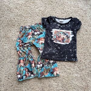 Kids Horse Print Bell Bottom Set